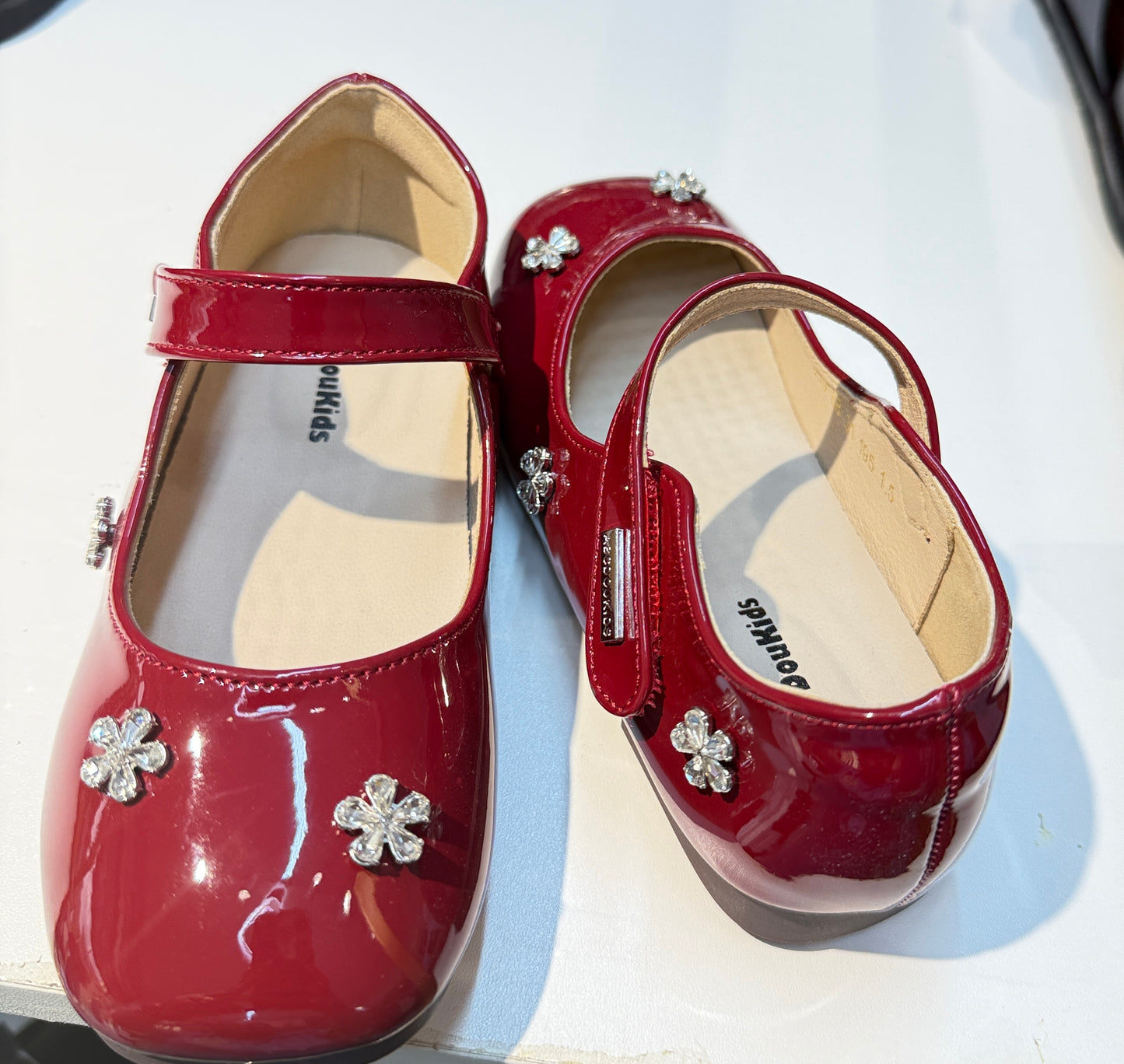 SHARP PATENT FLAT RED SHOES