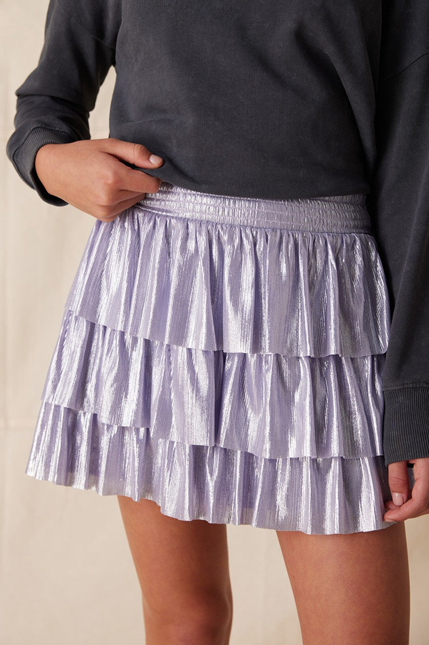 metallic mini skirt