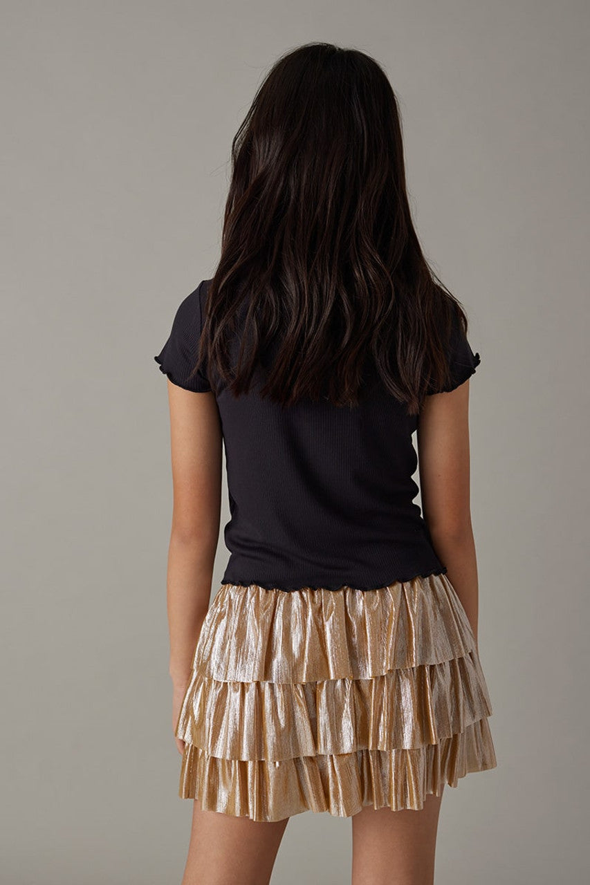 metallic mini skirt