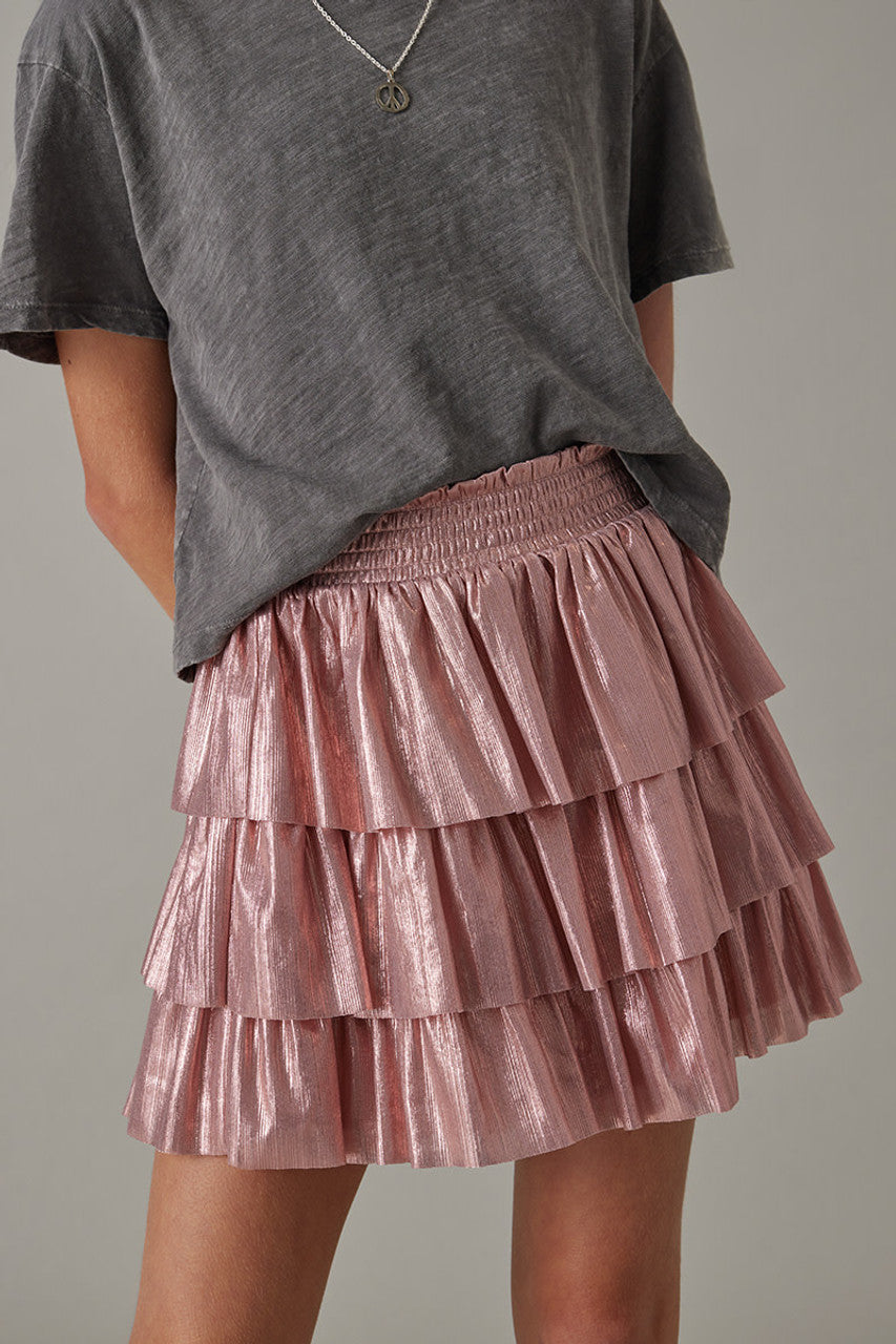 metallic mini skirt
