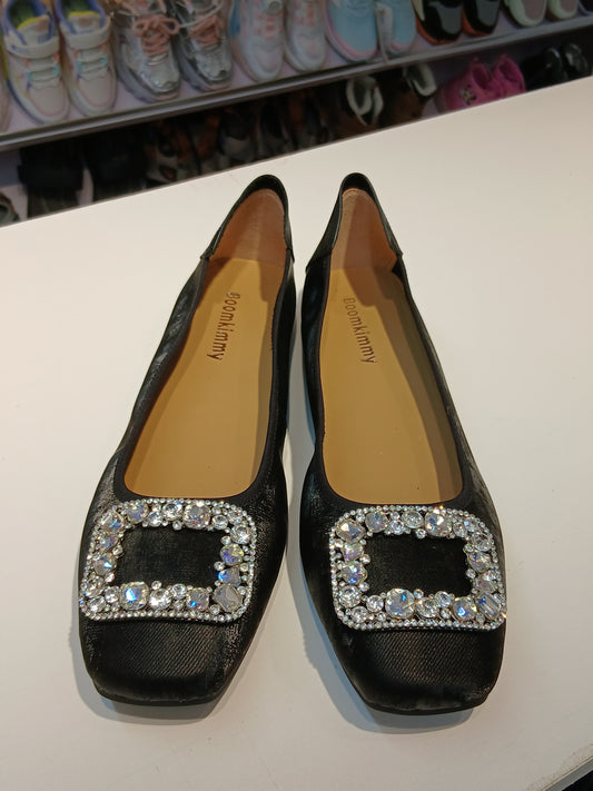 SMOOTH SUEDE BLACK FLAT SHOES