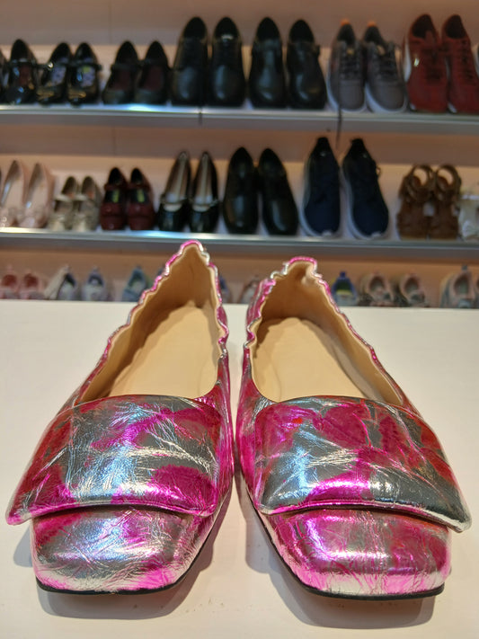 COLOURFUL PATENT FLAT SHOES