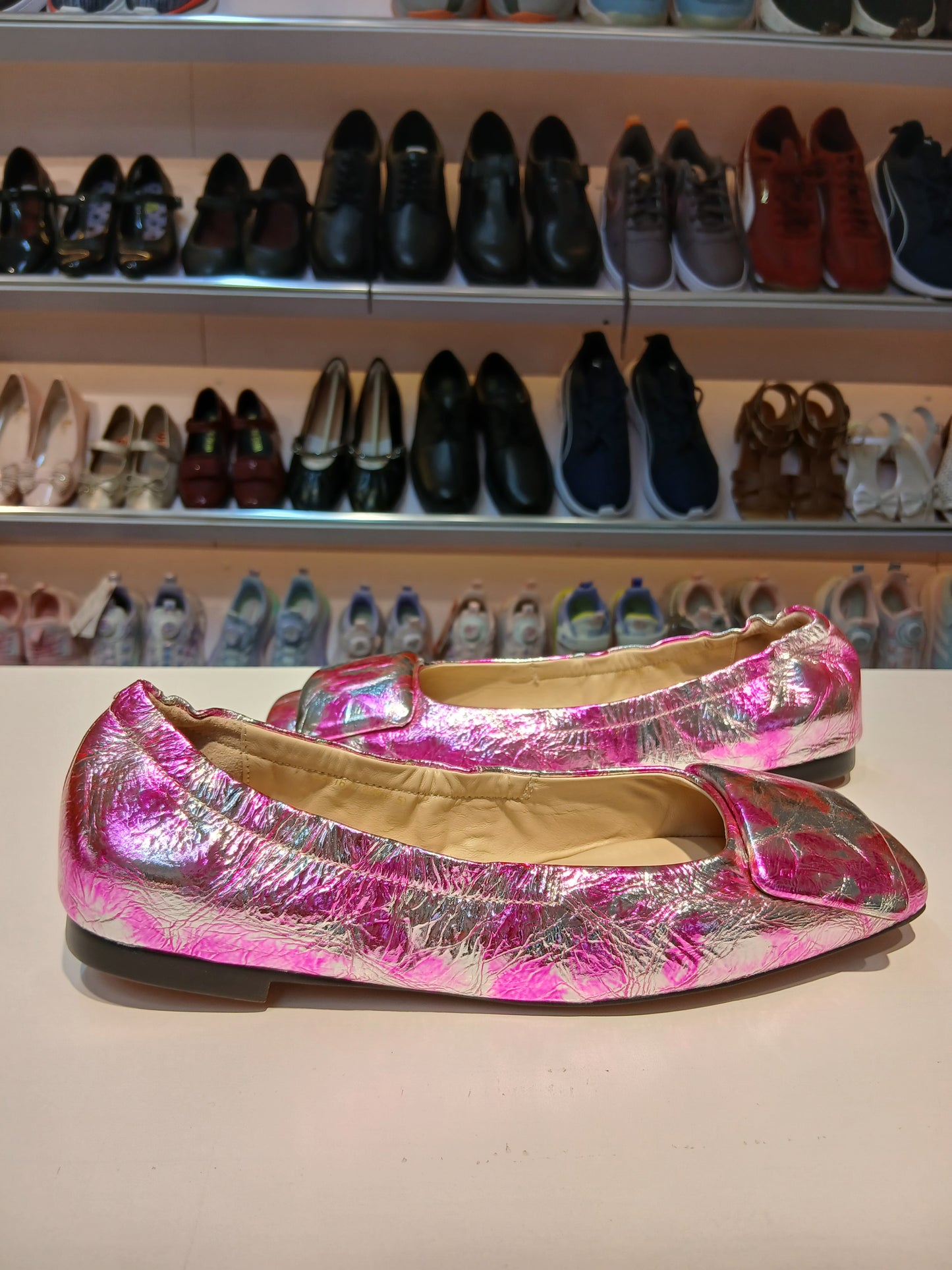 COLOURFUL PATENT FLAT SHOES