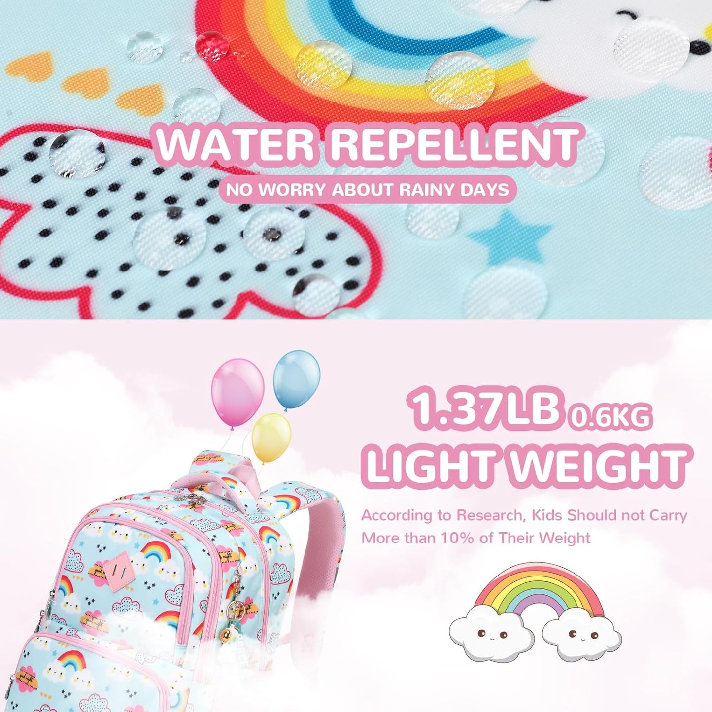 Printed Girls / Boys Bookbags Lightweight School Backpack for Primary and Elementary and Kindergarten, Waterproof...
