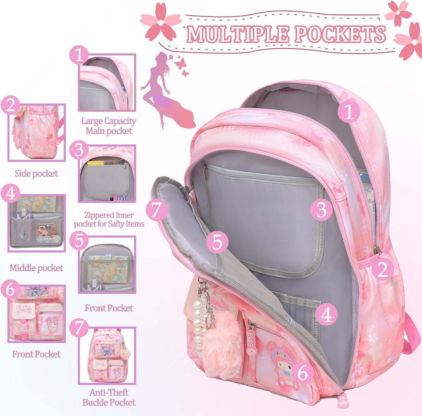 Printed Girls / Boys Bookbags Lightweight School Backpack for Primary and Elementary and Kindergarten, Waterproof...