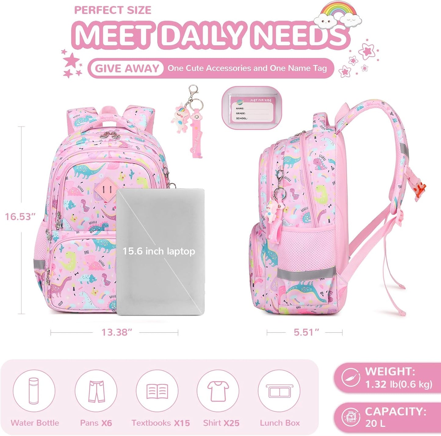 Printed Girls / Boys Bookbags Lightweight School Backpack for Primary and Elementary and Kindergarten, Waterproof...