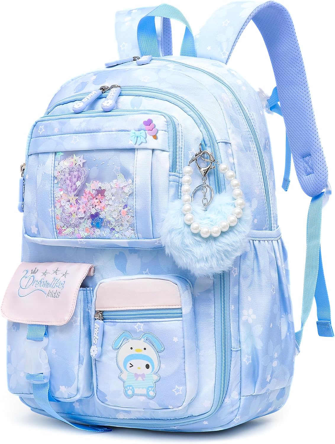 Lovely Girls Backpack School Bag for Students Kids Book Bag with Multiple Pockets Splash-proof Children's Backpack（17inch Purple）