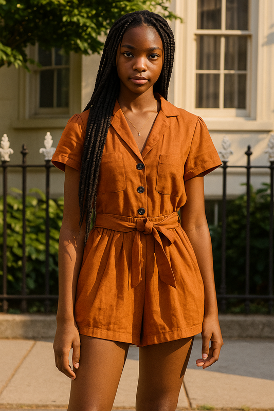 FRANCESCA PLAYSUIT RUST ORANGE