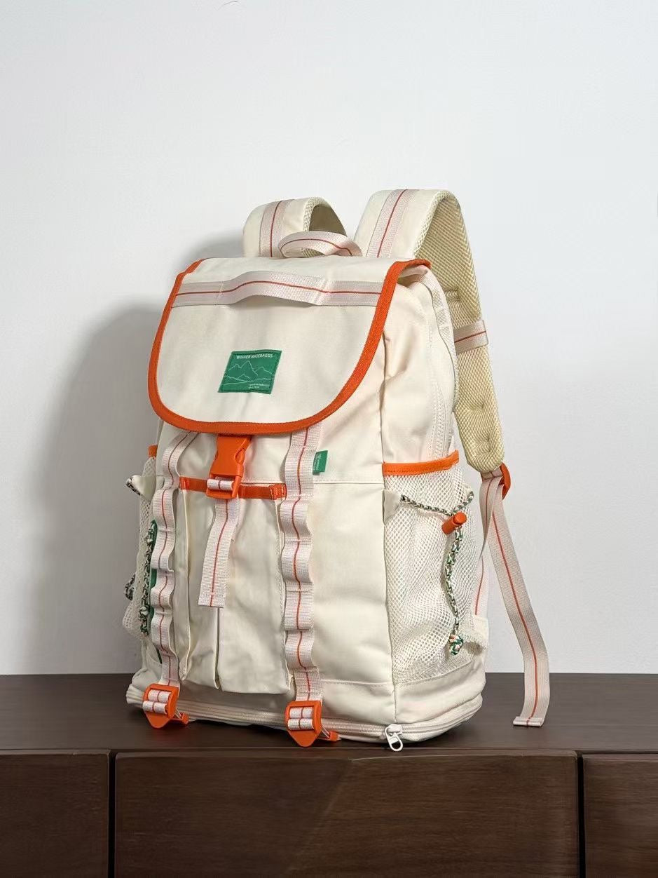 FASHION BACKPACK CREAM AND ORANGE