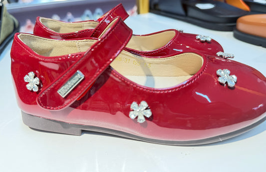 SHARP PATENT FLAT RED SHOES