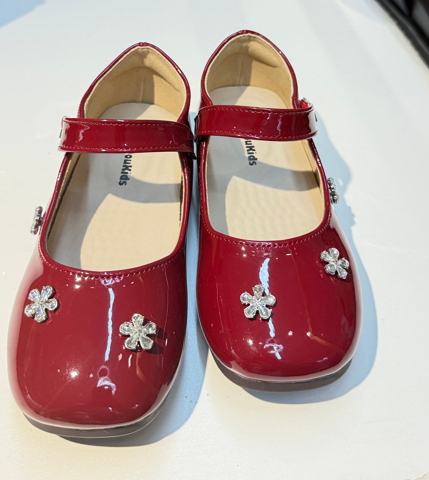 SHARP PATENT FLAT RED SHOES